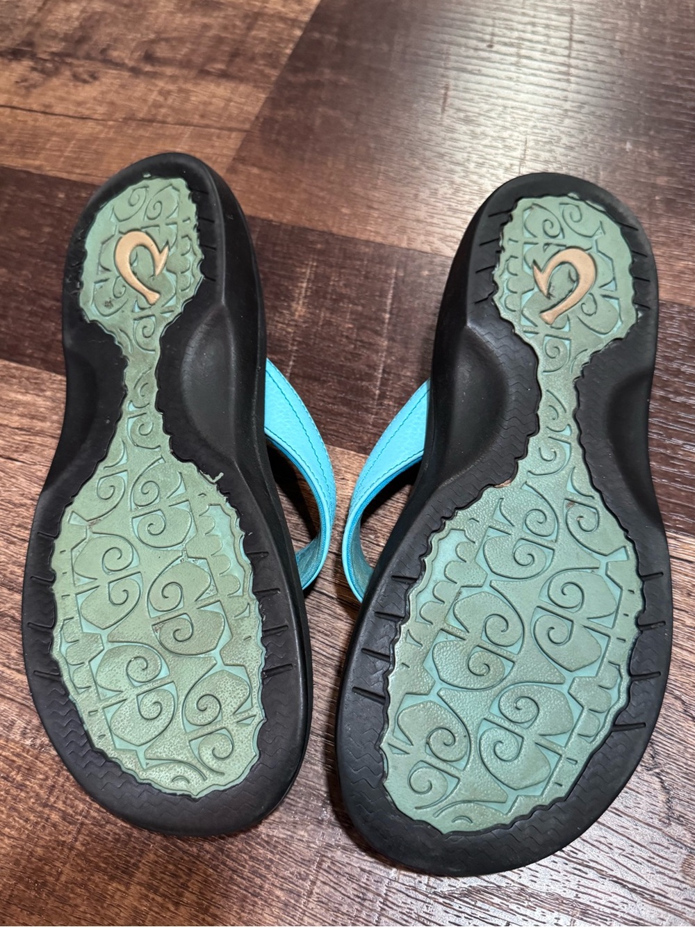 Olukai Ohana Flip Flop Sandals Turquoise Onyx 7 - Picture 4 of 4